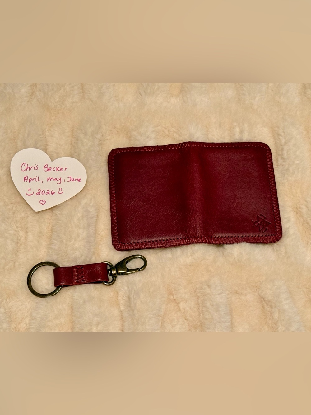 Lyons Leather Limited Edition Cherry Daily wallet and matching keychain